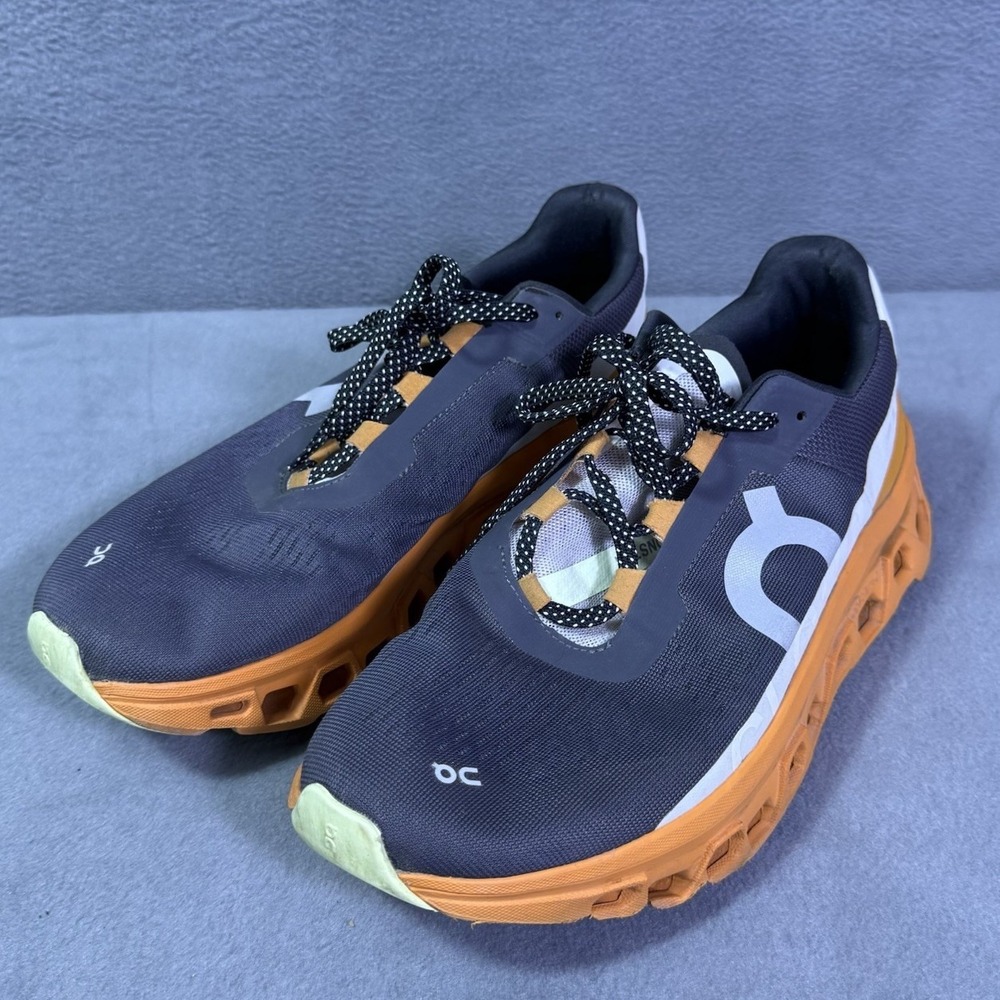 On Running Cloudmonster Shoes Mens 10 Gray Orange CloudTec Running Sneakers